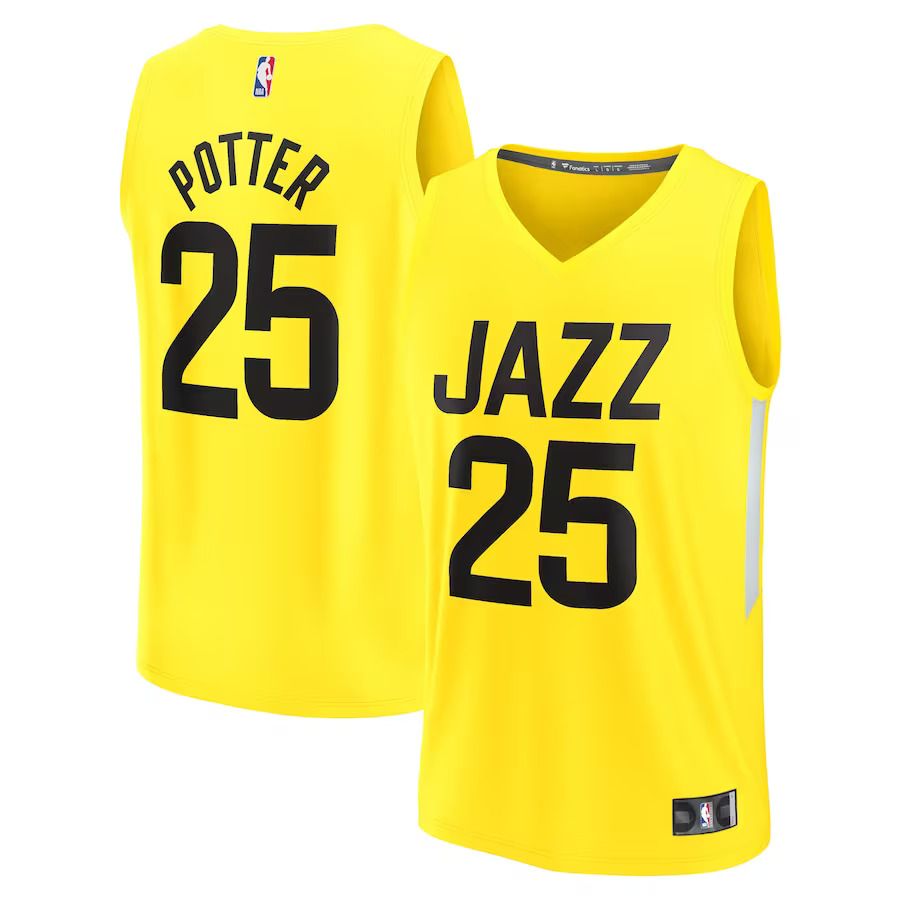 Men Utah Jazz #25 Micah Potter Fanatics Branded Yellow Fast Break Player NBA Jersey->utah jazz->NBA Jersey